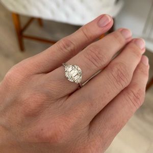 2.5 carat Moissanite 3 Stone Cushion Cut Ring